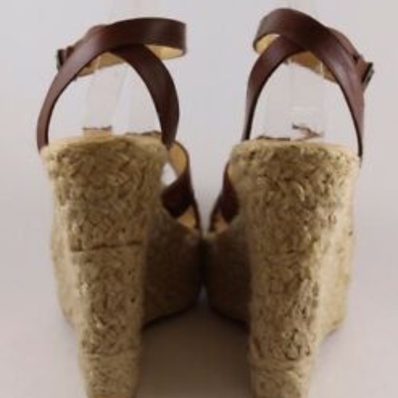 Michael Kors brown leather espadrille wedge Sz 10 - Picture 3 of 3